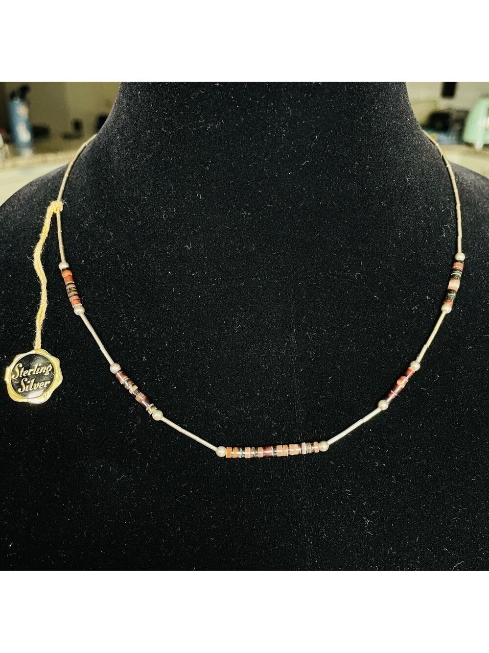 Heishi Beads Liquid Sterling Silver Tribal Necklace Vintage